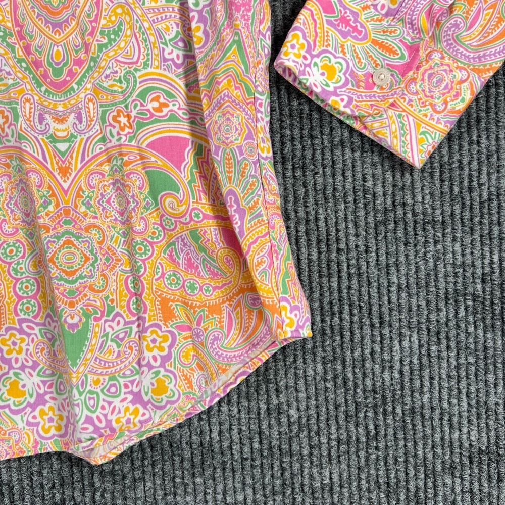 Chaps Shirt Womens Large Orange Designer Long Sleeve Button Up Casual Comfort - Picture 5 of 14